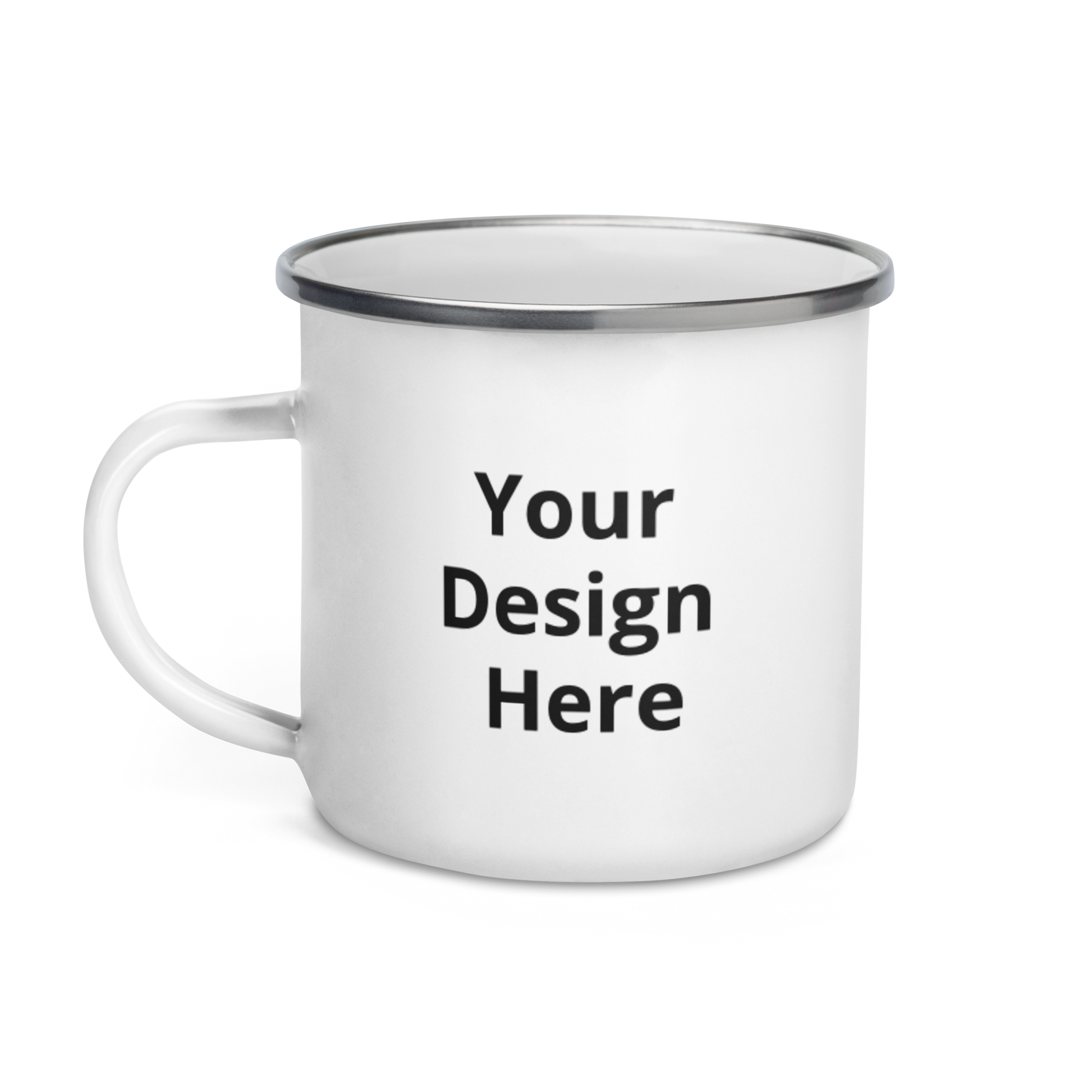 Enamel Camping Mug Lightweight Durable BPA Free Silver Rim